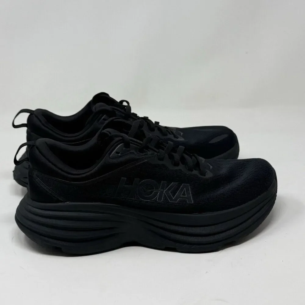Hoka One One Bondi 8 Womens 8.5 D Wide Triple Black Running Shoes Sneakers